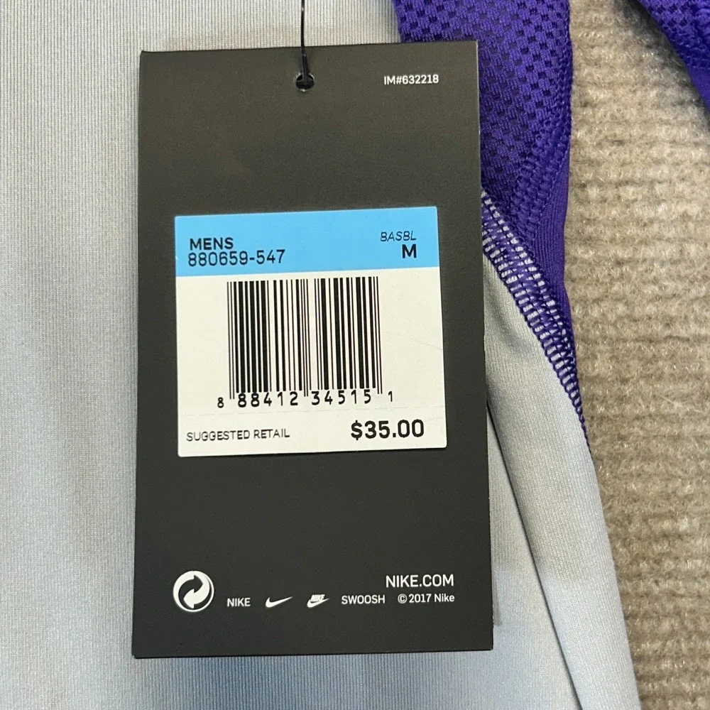 Nike Pro MLB Baseball Undershirt Men's Medium Slim 3/4 Sleeve Rockies Purple NEW